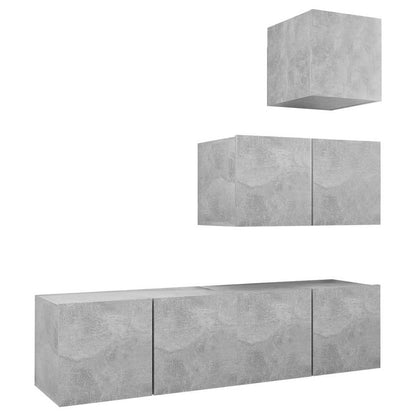 vidaXL 4 Piece TV Cabinet Set Concrete Grey Engineered Wood 2