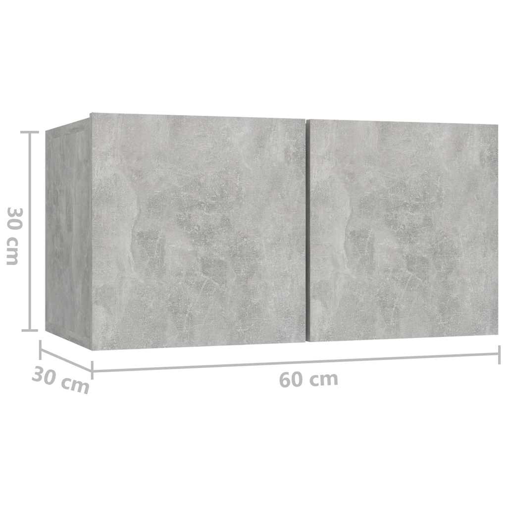 vidaXL 4 Piece TV Cabinet Set Concrete Grey Engineered Wood 6