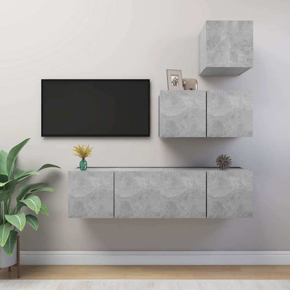 vidaXL 4 Piece TV Cabinet Set Concrete Grey Engineered Wood 1