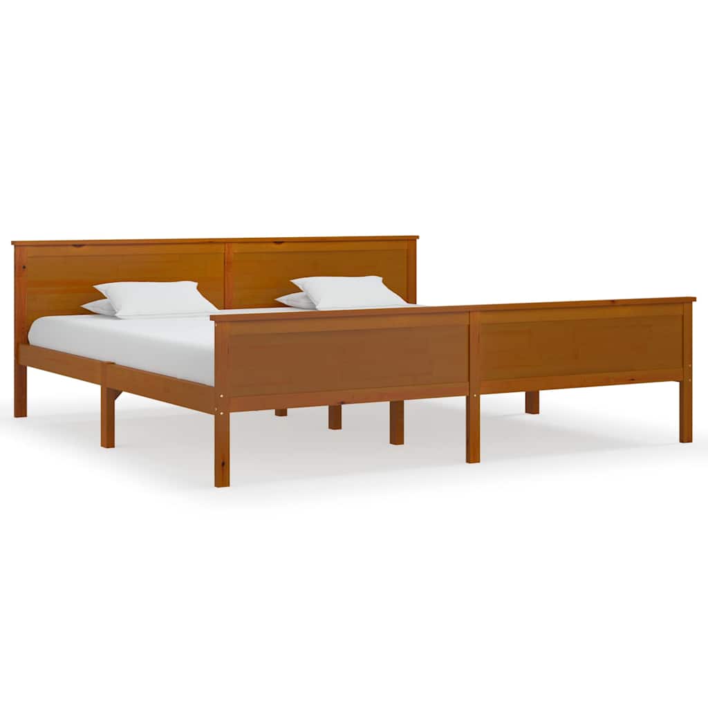 vidaXL Bed Frame without Mattress Honey Brown Solid Wood Pine 200x200cm 2