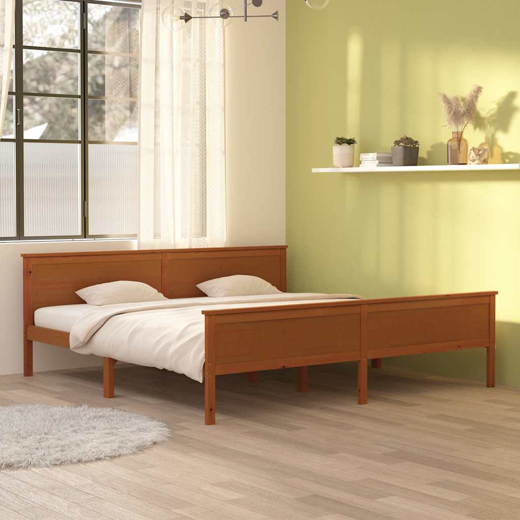 vidaXL Bed Frame without Mattress Honey Brown Solid Wood Pine 200x200cm 1