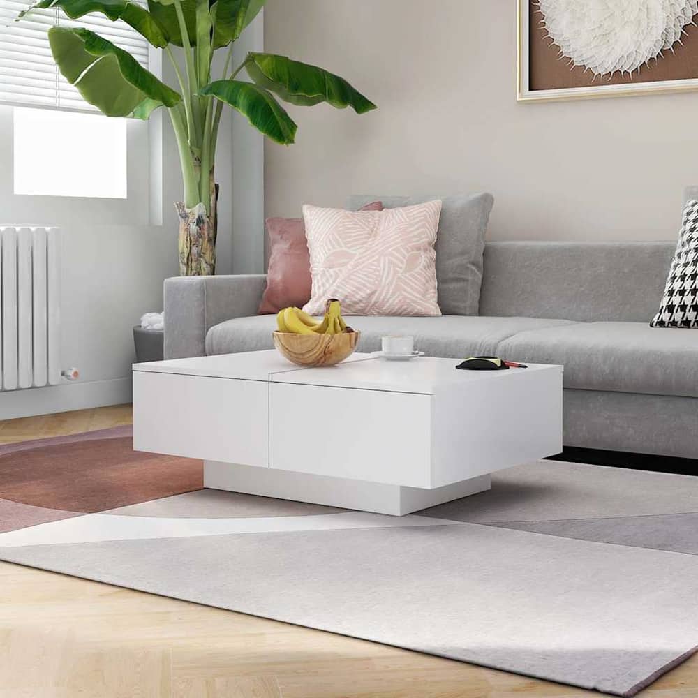 Coffee Table Engineered Wood Width 90 cm White 31 cm 60 cm