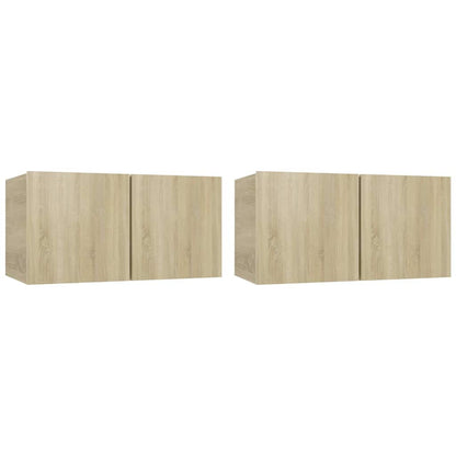 804518 vidaXL 2 Piece Hanging TV Cabinet Set Sonoma Oak 60x30x30 cm 2