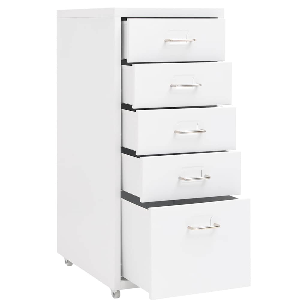 vidaXL Mobile File Cabinet White 28x41x69 cm Metal 5