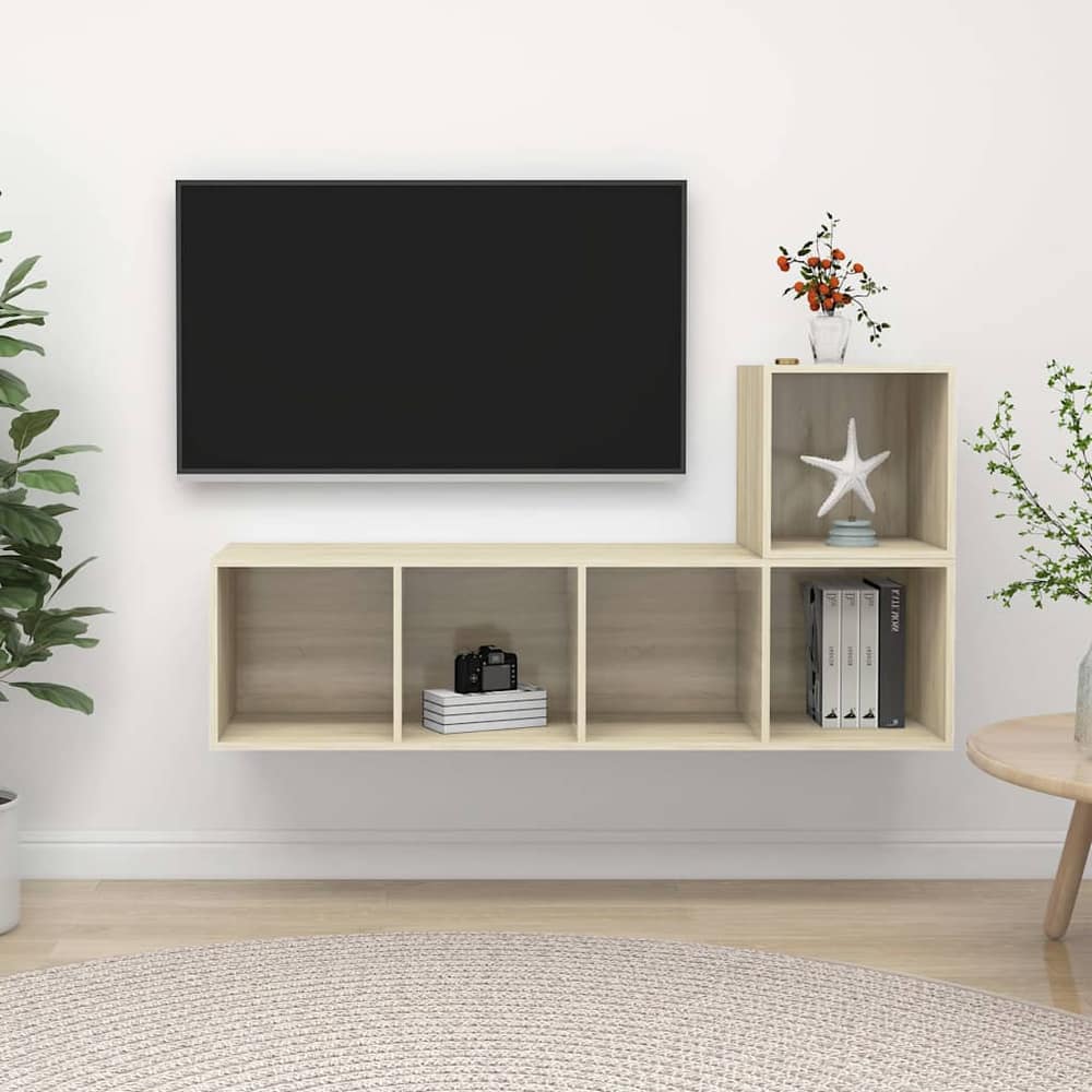 2 Piece TV Cabinet Set Engineered Wood Sonoma oak