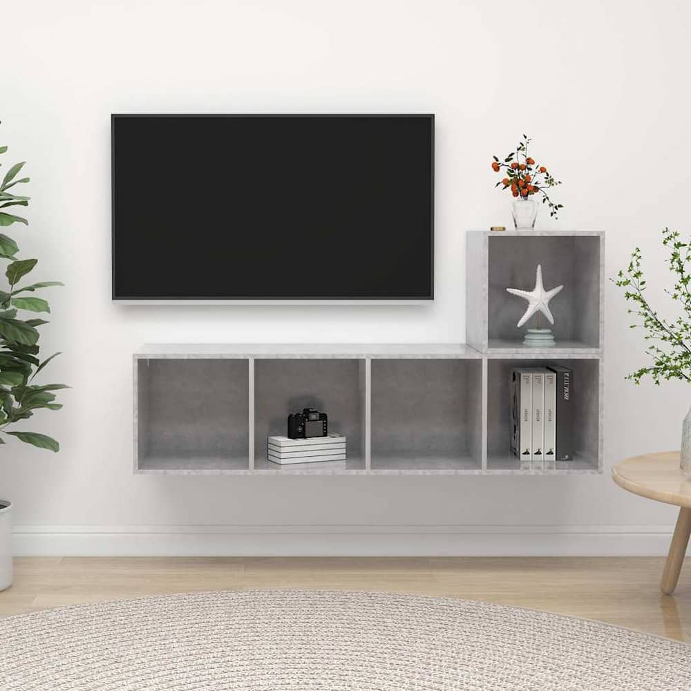 2 Piece TV Cabinet Set Engineered Wood Concrete grey