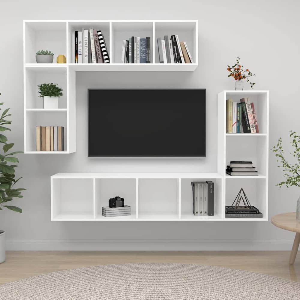 4 Piece TV Cabinet Set Engineered Wood White