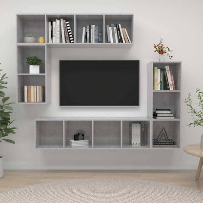 4 Piece TV Cabinet Set Engineered Wood Concrete grey