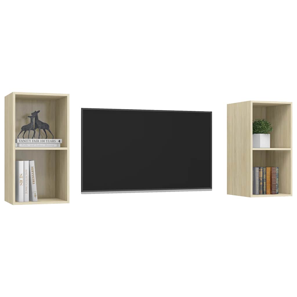 vidaXL TV Cabinet | Set of 2 | Sonoma Oak | Engineered Wood | TV Cabinet 3