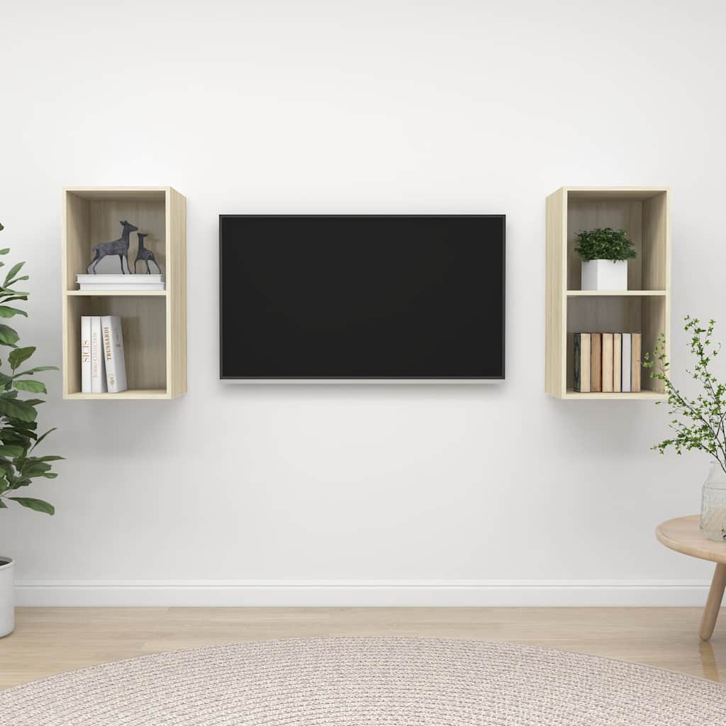 vidaXL TV Cabinet | Set of 2 | Sonoma Oak | Engineered Wood | TV Cabinet 1