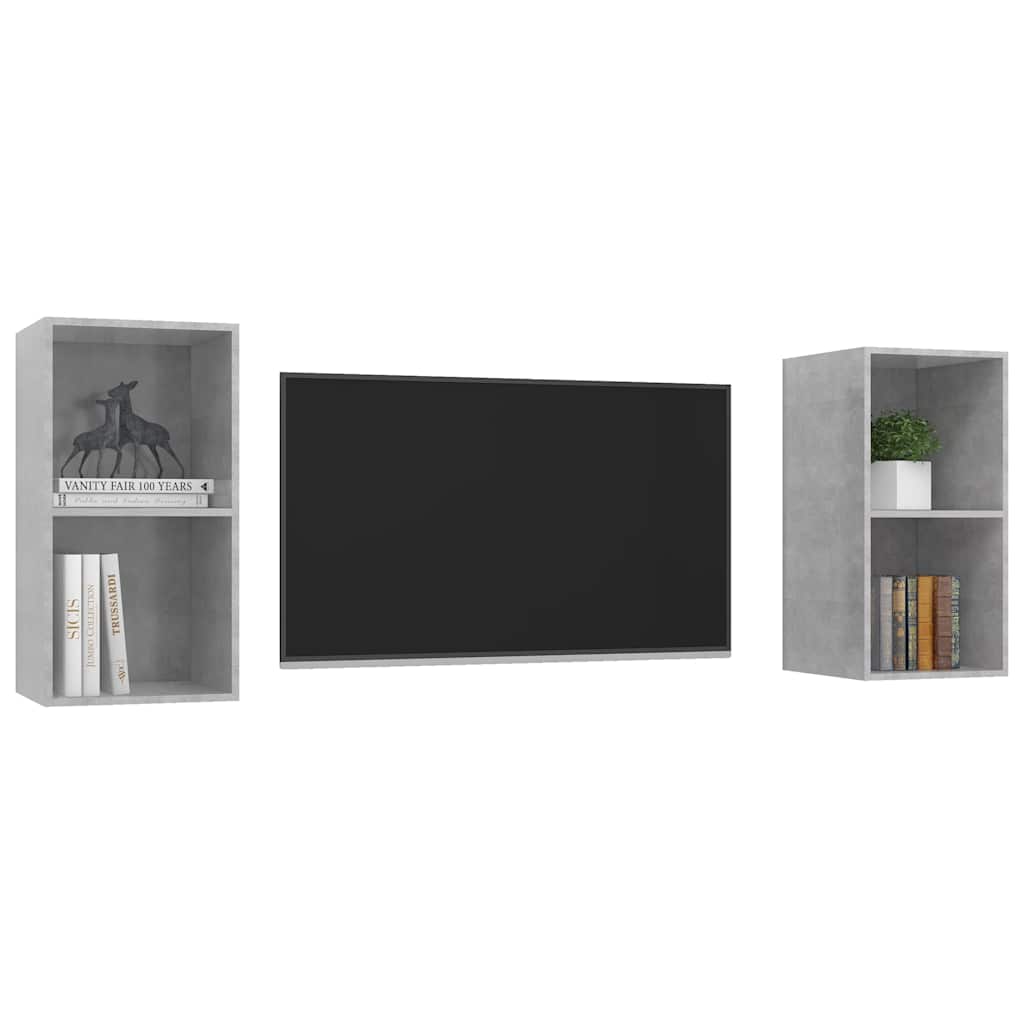 vidaXL TV Cabinet | Set of 2 | Concrete grey | Engineered wood | Standard 3