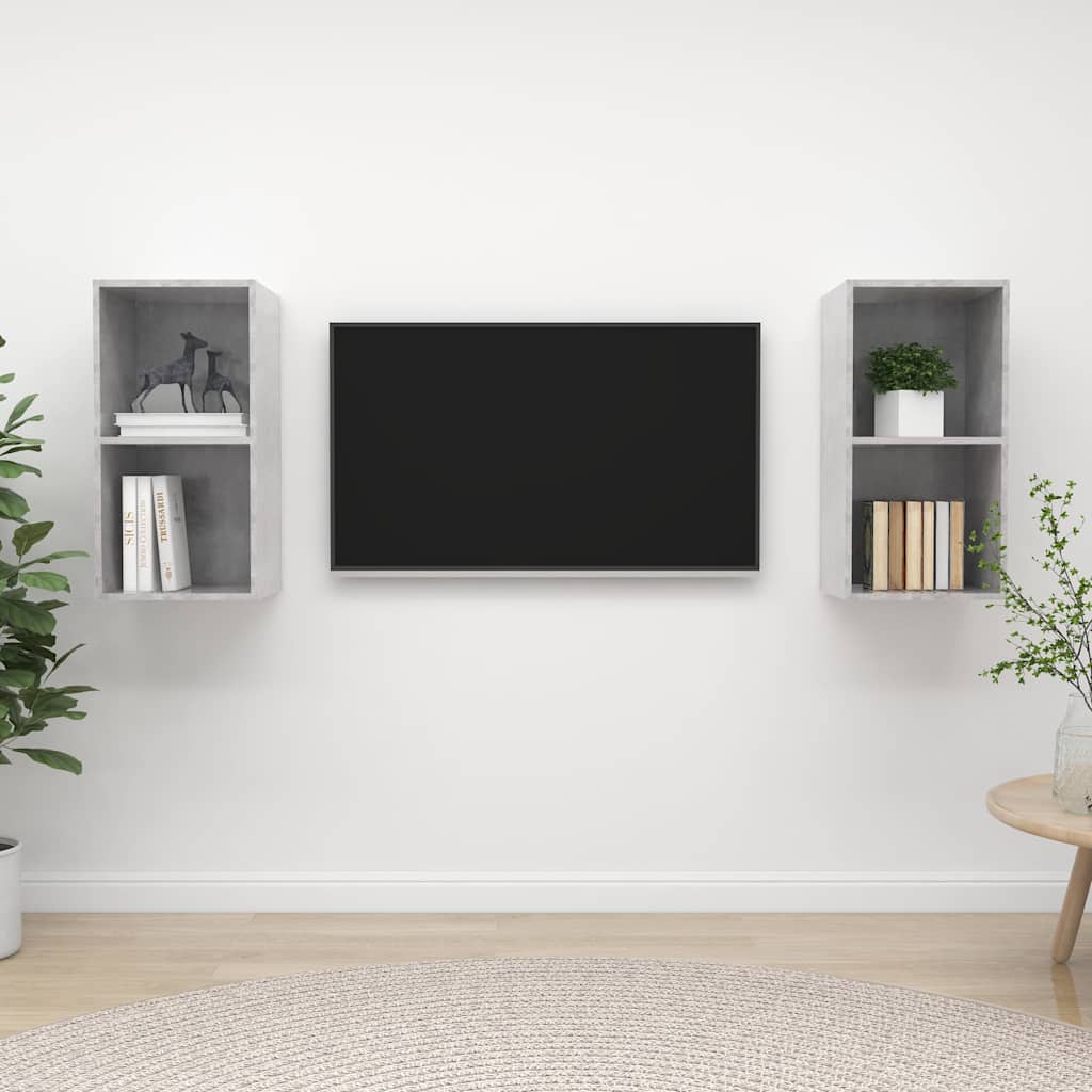 vidaXL TV Cabinet | Set of 2 | Concrete grey | Engineered wood | Standard 1