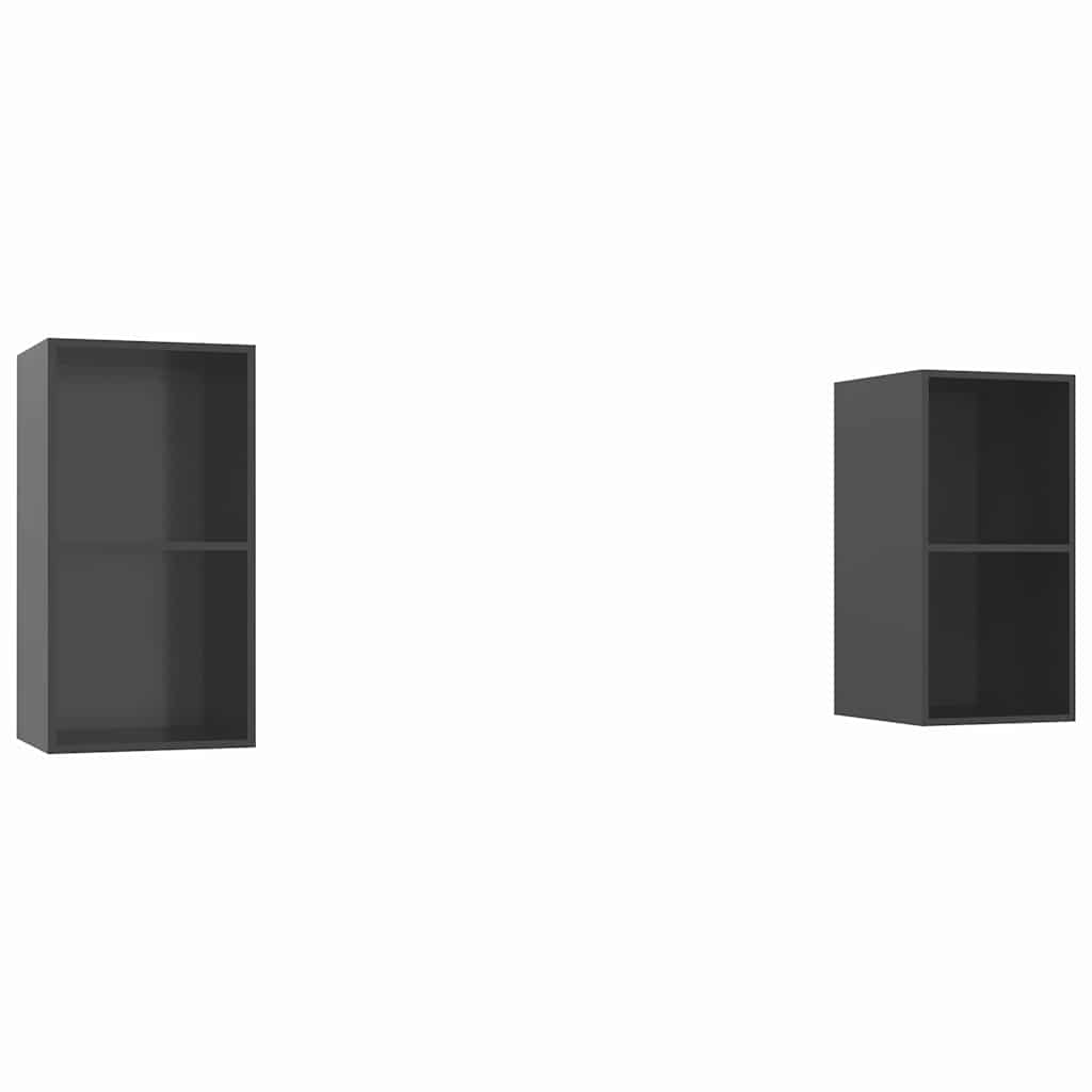 vidaXL TV Cabinet | Set of 2 | High gloss grey | Engineered wood | TV Cabinet 2