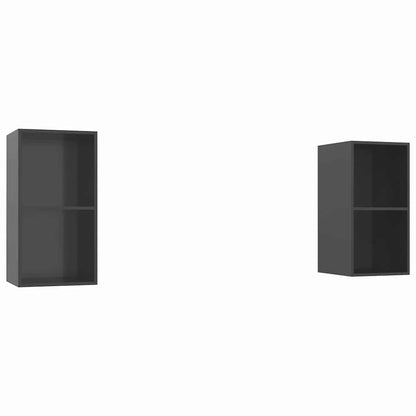 vidaXL TV Cabinet | Set of 2 | High gloss grey | Engineered wood | TV Cabinet 2