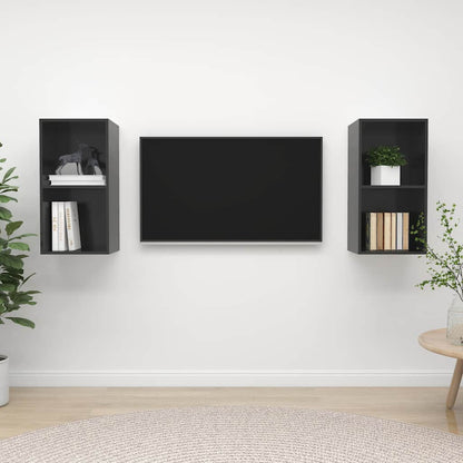 vidaXL TV Cabinet | Set of 2 | High gloss grey | Engineered wood | TV Cabinet 1