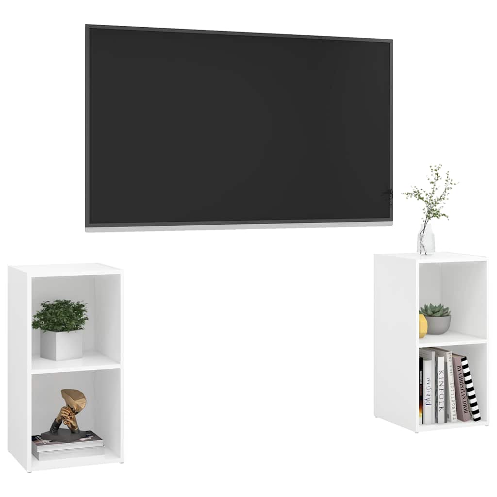 vidaXL TV Cabinets 2 pcs White 72x35x36.5 cm Engineered Wood 3