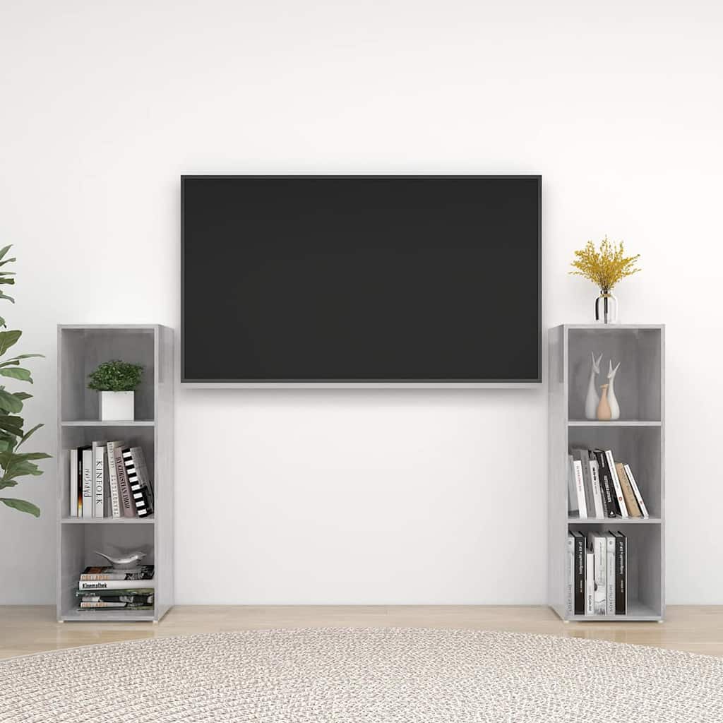 2 Piece TV Cabinet Set 107x35x37 cm Engineered Wood Concrete grey