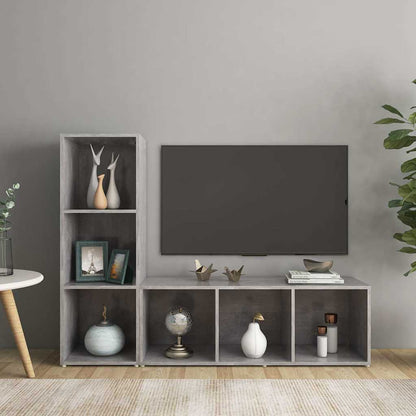 2 Piece TV Cabinet Set 107x35x37 cm Engineered Wood Concrete grey