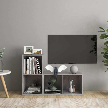 2 Piece TV Cabinet Set 72x35x36,5 cm Engineered Wood Width 72 cm Concrete grey