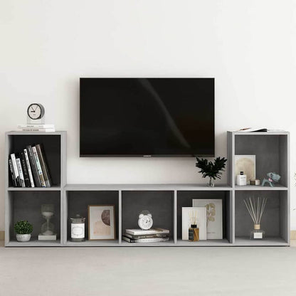 3 Piece TV Cabinet Set Engineered Wood Concrete grey