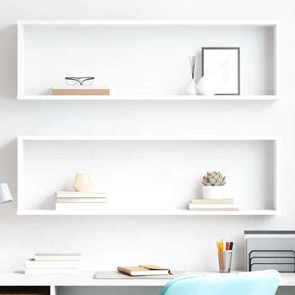 vidaXL Wall Shelf | Set of 2 | White | Engineered Wood | 100 x 15 x 30 cm 1