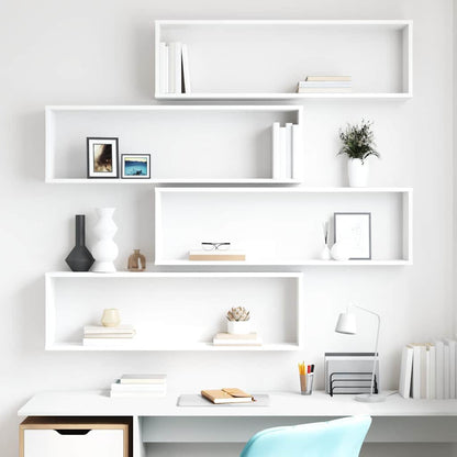 vidaXL Wall Cube Shelf 4 pcs White 100x15x30 cm Engineered Wood 1