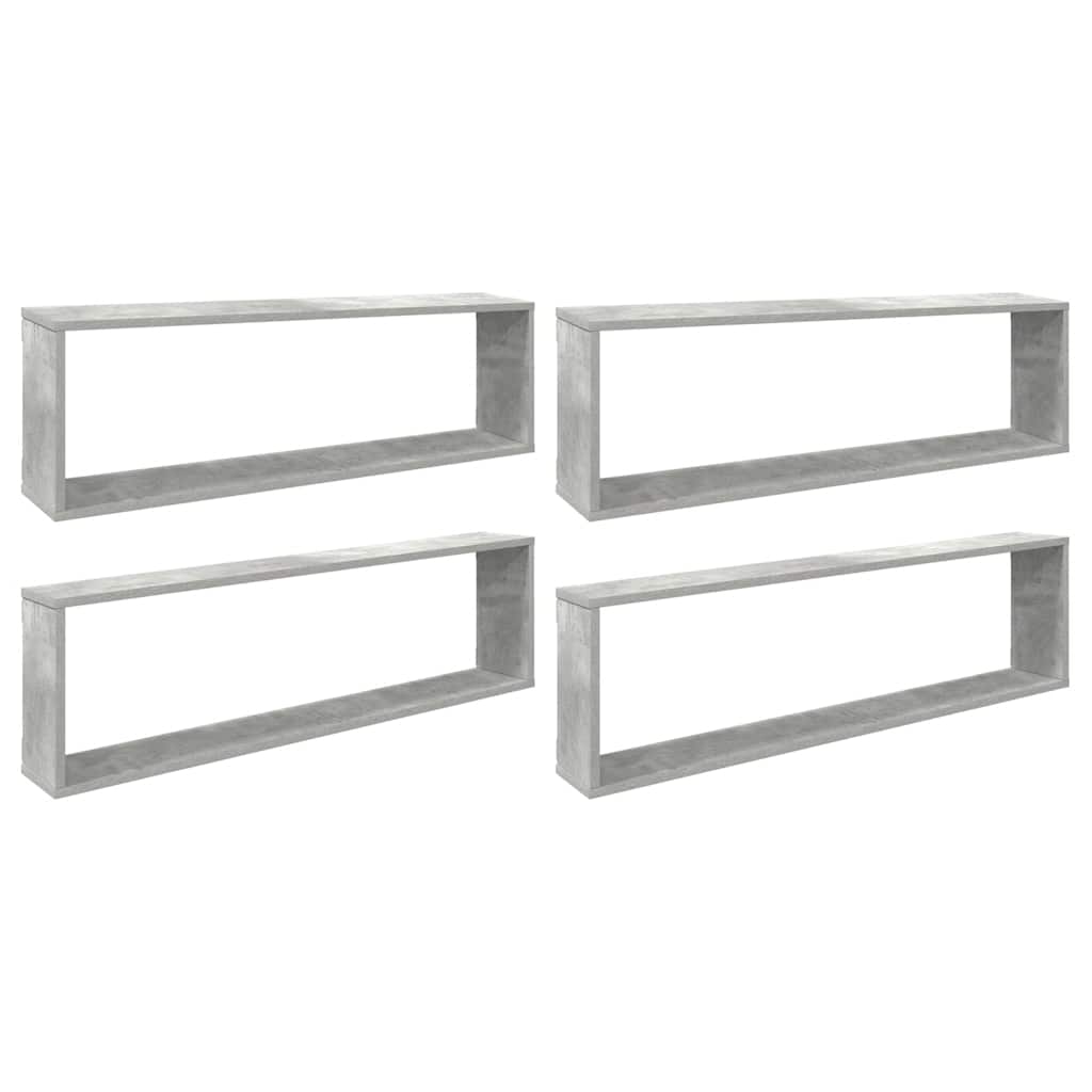 vidaXL Wall Shelf | Set of 4 | Concrete Grey | Engineered Wood | 100x15x30 cm 2
