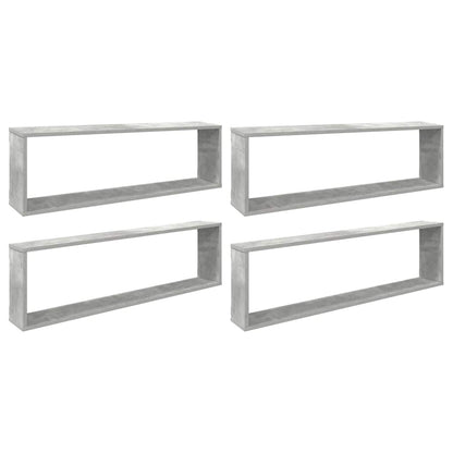 vidaXL Wall Shelf | Set of 4 | Concrete Grey | Engineered Wood | 100x15x30 cm 2