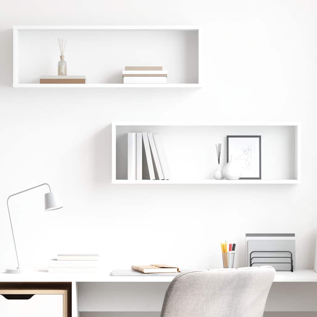 vidaXL Wall Shelf |  Set of 2 | White | Engineered wood | 80 x 15 x 26.5 cm 1