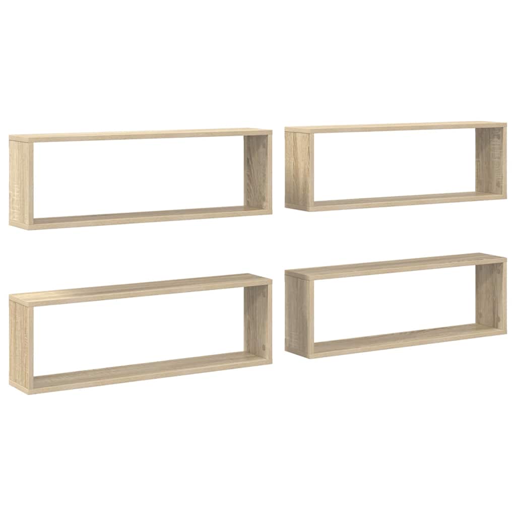 vidaXL Wall Shelf | Set of 4 | Sonoma oak | Engineered wood | 80x15x26.5 cm 2