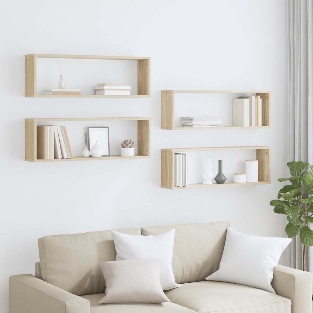 vidaXL Wall Shelf | Set of 4 | Sonoma oak | Engineered wood | 80x15x26.5 cm 3