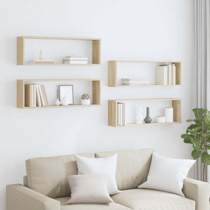 vidaXL Wall Shelf | Set of 4 | Sonoma oak | Engineered wood | 80x15x26.5 cm 3
