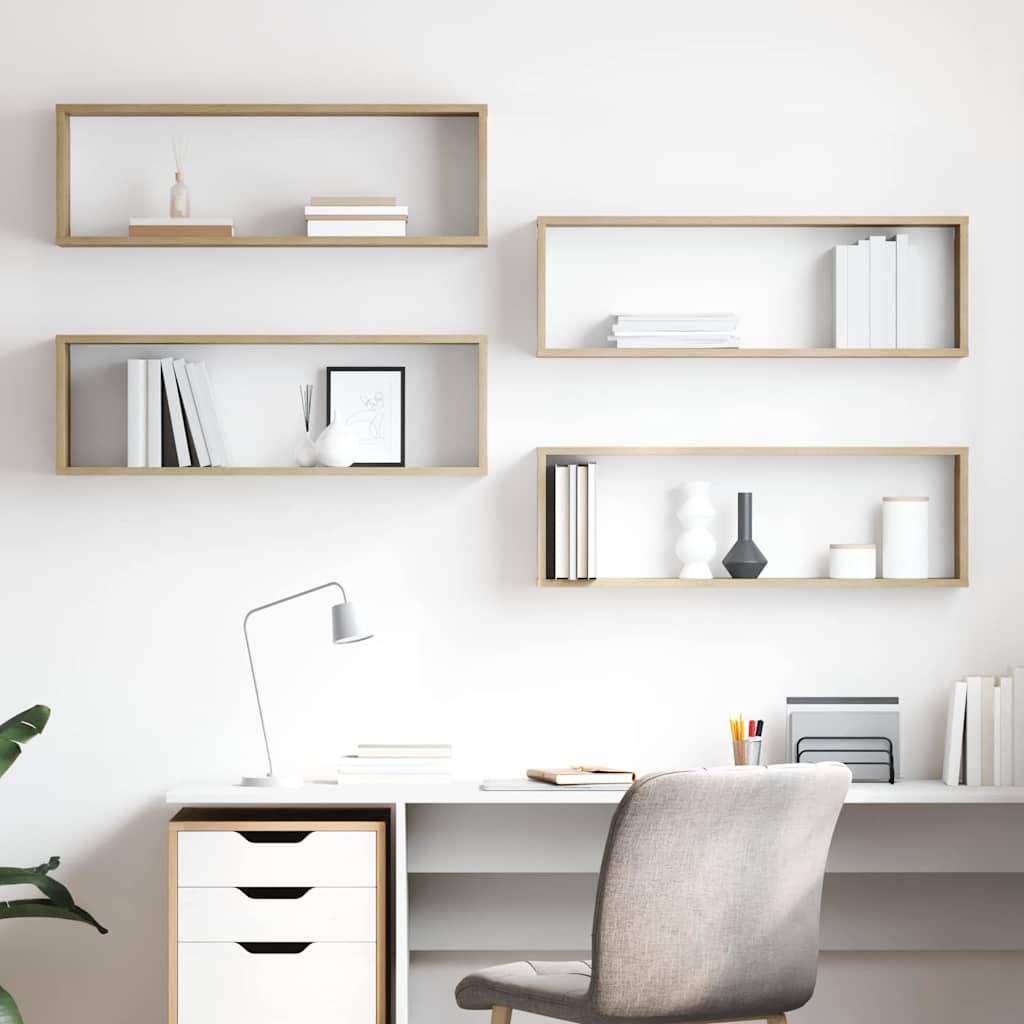 vidaXL Wall Shelf | Set of 4 | Sonoma oak | Engineered wood | 80x15x26.5 cm 1