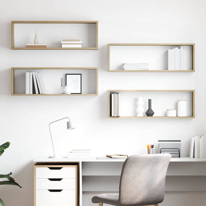 vidaXL Wall Shelf | Set of 4 | Sonoma oak | Engineered wood | 80x15x26.5 cm 1