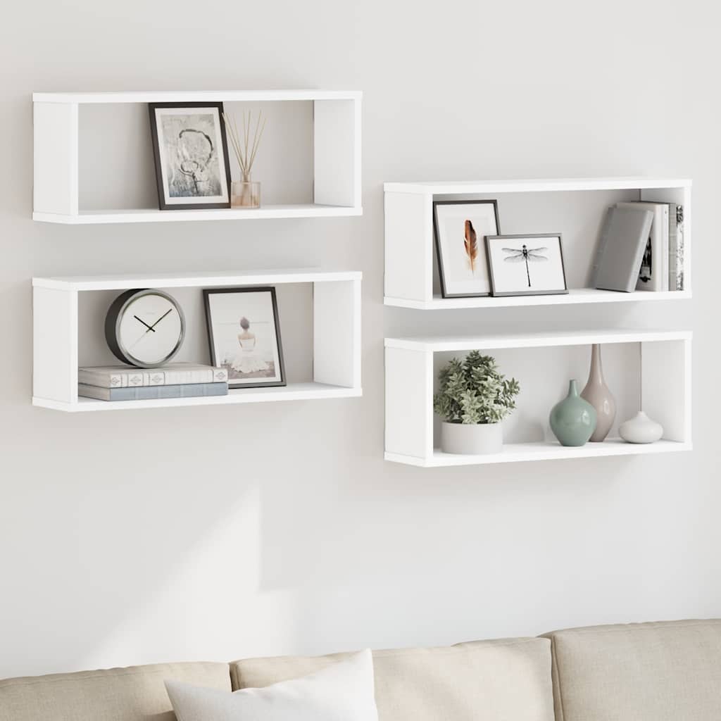 vidaXL Wall Cube Shelf 4 pcs White 60x15x23 cm Engineered Wood 1