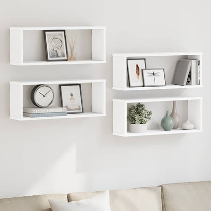 vidaXL Wall Cube Shelf 4 pcs White 60x15x23 cm Engineered Wood 1
