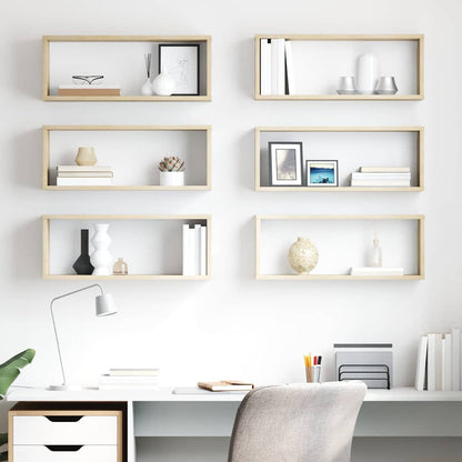 vidaXL Wall Shelf | Set of 6 | Sonoma oak | Engineered wood | 60x15x23 cm 1
