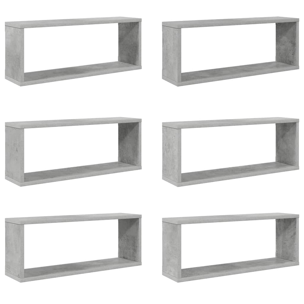 vidaXL Wall Cube Shelf 6 pcs Concrete Grey 60x15x23 cm Engineered Wood 2