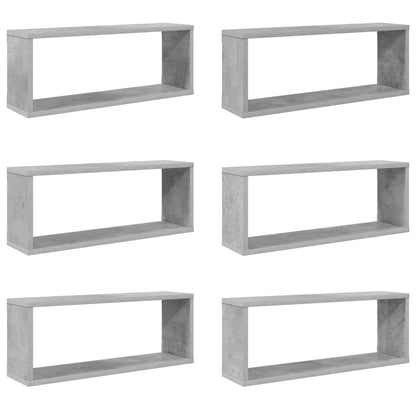 vidaXL Wall Cube Shelf 6 pcs Concrete Grey 60x15x23 cm Engineered Wood 2