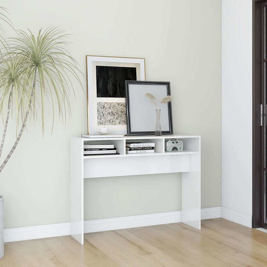 Console Table 105x30x80 cm Engineered Wood High gloss white