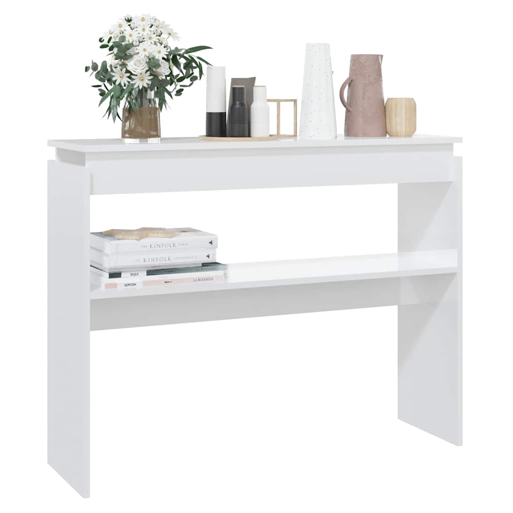 808329 vidaXL Console Table High Gloss White 102x30x80 cm Engineered Wood 5