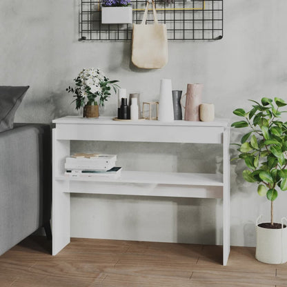 808329 vidaXL Console Table High Gloss White 102x30x80 cm Engineered Wood 1