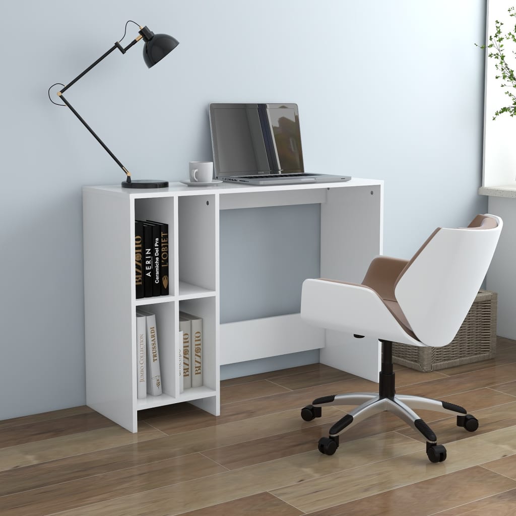 vidaXL Desk | White | Engineered wood | 102.5x35x75 cm | Shelving | Corner Desk 1
