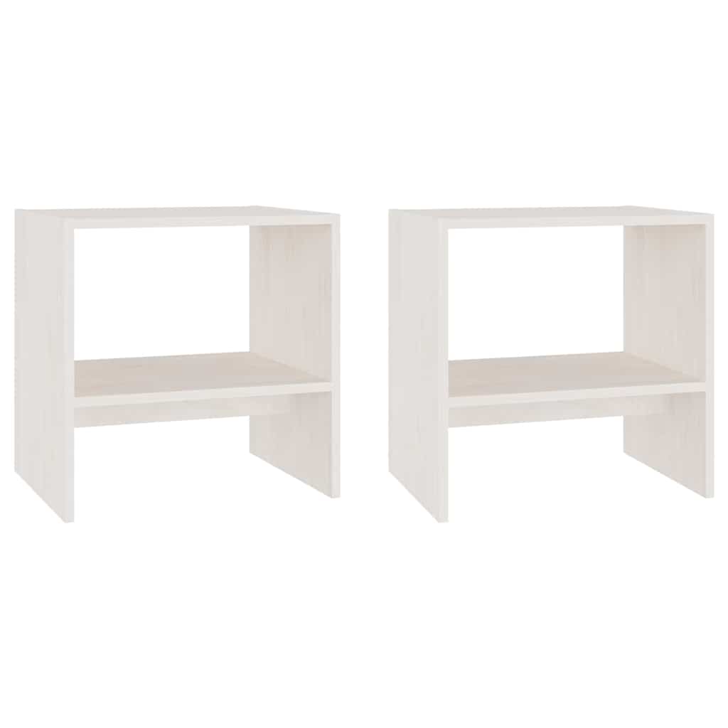 vidaXL Bedside Cabinet | Set of 2 | White | Solid pinewood | Compact 2