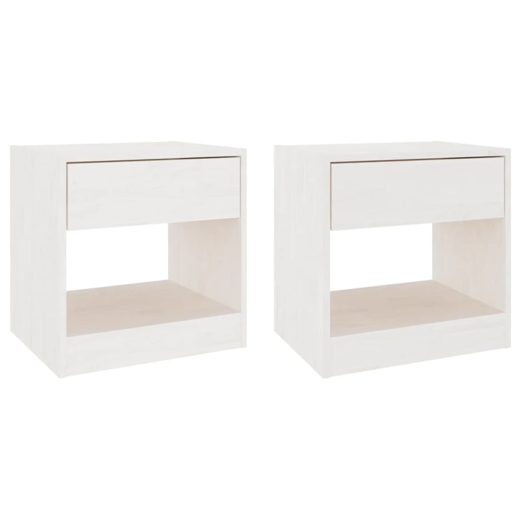 vidaXL Bedside Cabinet | Set of 2 | White | Solid pinewood | Small 2