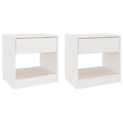 vidaXL Bedside Cabinet | Set of 2 | White | Solid pinewood | Small 2