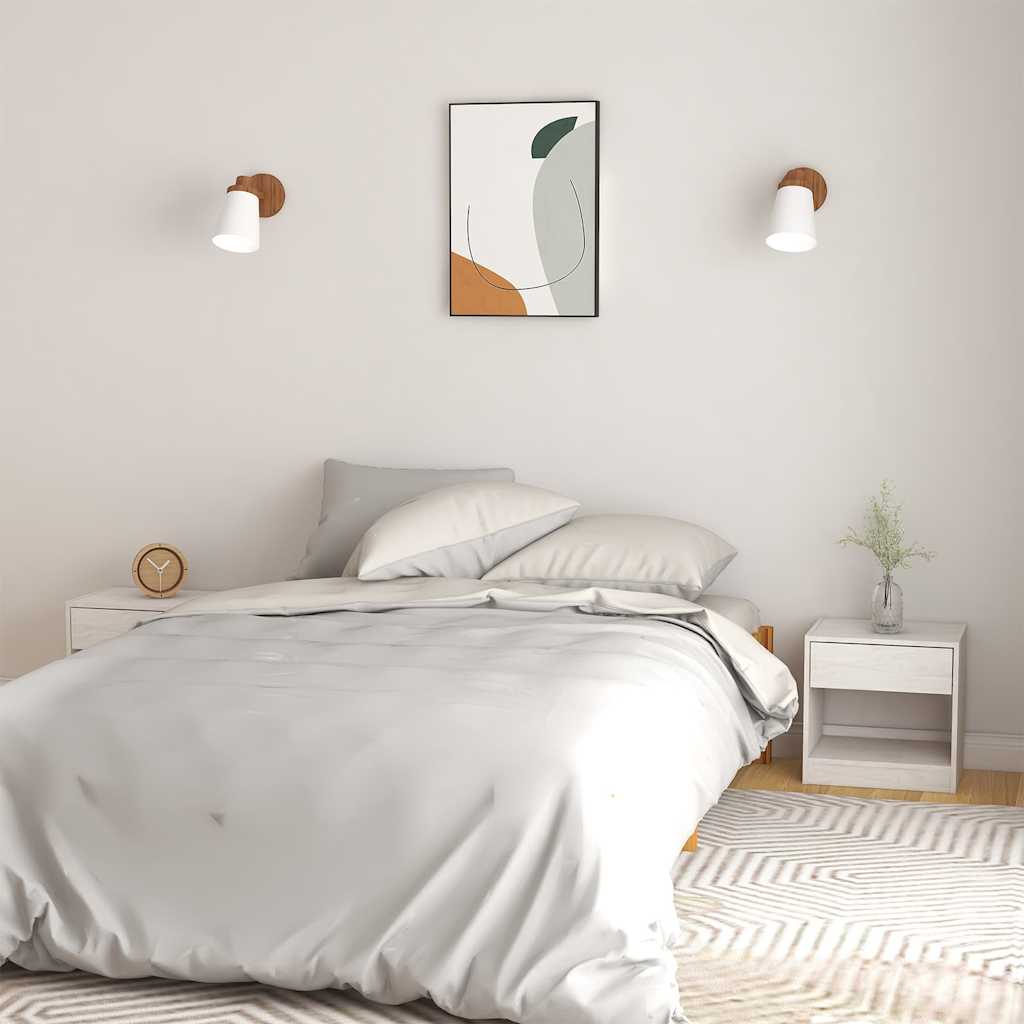 vidaXL Bedside Cabinet | Set of 2 | White | Solid pinewood | Small 1