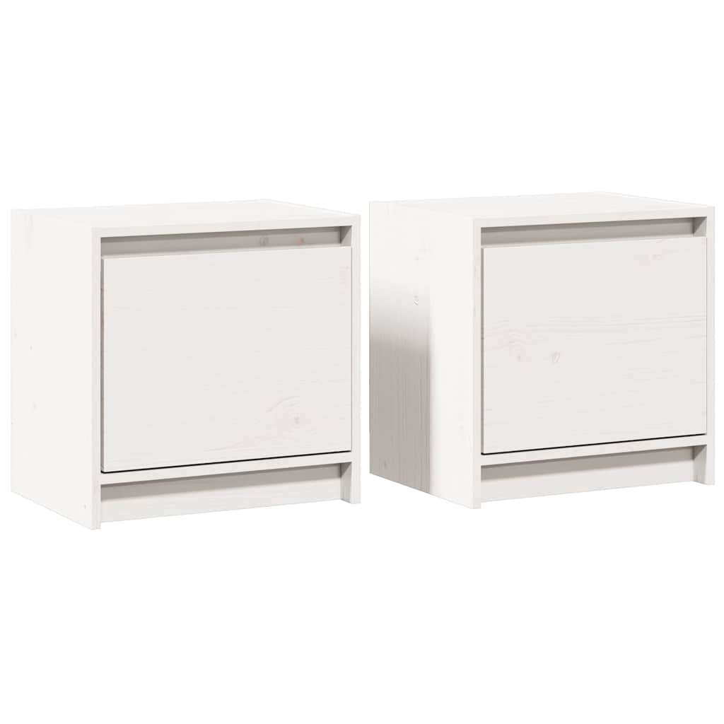 vidaXL Bedside Cabinet |  Set of 2 | White | Solid pinewood | Small 2