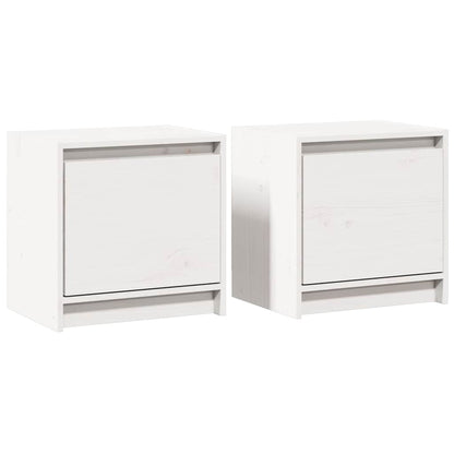 vidaXL Bedside Cabinet |  Set of 2 | White | Solid pinewood | Small 2
