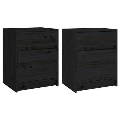 vidaXL Bedside Cabinet | Set of 2 | Black | Solid pinewood | Medium 2